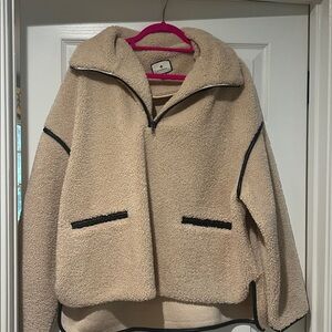Tuckernuck Tan Sherpa Jacket with Black Zipper